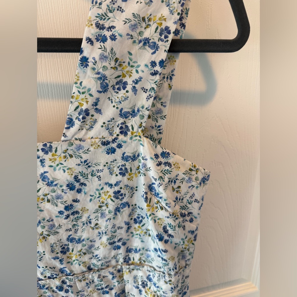 Mona Thalheimer Blue ditzy floral empire waist 100% cotton maxi dress size small - Picture 3 of 16